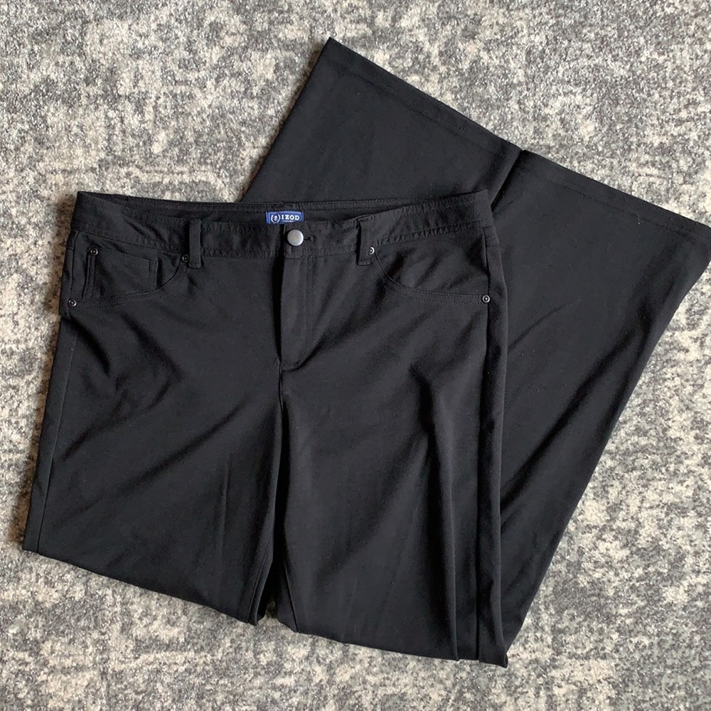 Black Knit Izod Relaxed Straight-Leg Pants